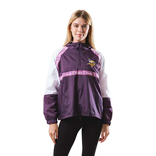 Ultra Game NFL Minnesota Vikings Womens Quarter Zip Hoodie Windbreaker Jacket, Team Color, Large