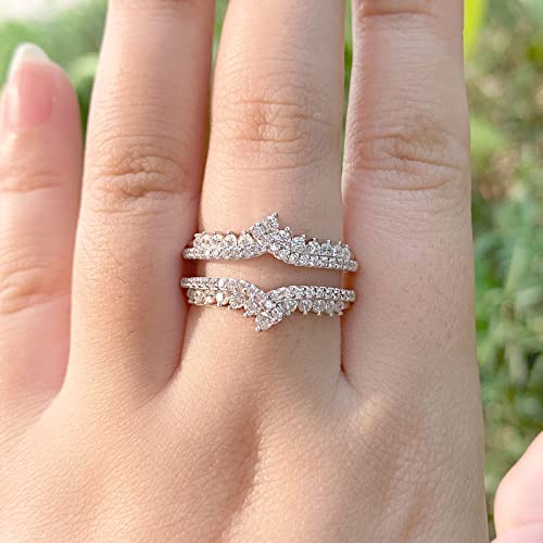 Newshe Jewellery Ring Enhancer for Engagement Rings AAAAA Cz Wedding Band for Women 925 Sterling Silver Bridal Eternity Size 4-134