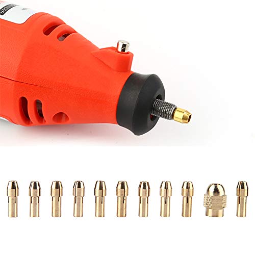 Mandrin Perceuse Juego de Pinzas para Mini Pinzas Eléctricas, Herramienta Rotativa, Amoladora, Herramienta Giratoria, 0,5 3,2mm, 11 Uds., Portabrocas de Cobre de 4 Mordazas