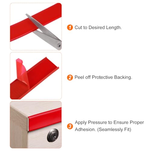 QUARKZMAN U-Form Kantenband 7/8 x 16,4ft (22mm x 5000mm) Selbstklebendes TPE Flexibles Furnierkantenband Kantenschutz für Möbel, Schränke, Tische, Reparatur, Rot