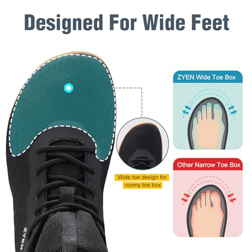 Image of ZYEN Mens Barefoot Shoes Wide Toe Box Trail Running Sneakers Zero Drop Non-Slip Extra Wide Width Walking Shoes Minimalist Wrestling Sneakers Gym Trainer
