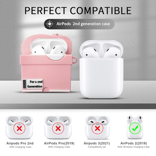 Image of [2Pack] Gedicht for Apple Airpods 2nd Generation Case Cover, Cute Cartoon Shoe Box Soft Silicone Protective Cases for AirPods 1&2 Case with Keychain for Women Men, Red+Pink