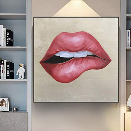 Peinture sur toile abstraite sexy lèvres rouges photos murales pour salon 60x60 cm