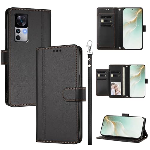 �X�}�z�P�[�X �Ή��@�� for Xiaomi 12T / 12T Pro,�Ή��@�� for Redmi K50 Ultra 5G �X�}�z�P�[�X�y�E�H���b�g�f�U�C�� �f���A���J�[�h�X���b�g �L���b�V�� �t���b�v���X�^���h �����h�~�zBlack