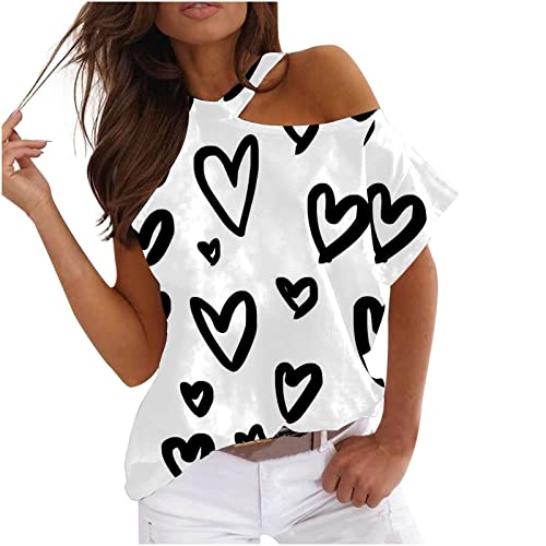 Blusa camiseta feminina outono verão sem alças manga curta gola redonda algodão gráfico MP MP, Branc