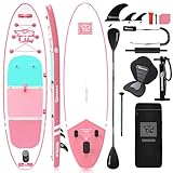 TIGERXBANG Stand Up Paddle Boards 10'6" x 32" x 6" with Premium SUP Board Accessories, Inflatable Paddle Boards for Adults/Kids with Double-Bladed Paddle, Kayak Seat, Defender-Pro Pink