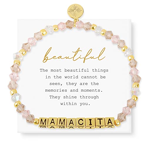 INSPIRED VOICES Friendship Bracelets - Best Friend Bracelet, Beaded Bracelets, Sister Gifts & Bestie Gifts for Women (MAMACITA/Gold Plated/Pink)