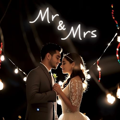 Image of Mr and Mrs Neon Sign for Wedding Party Decor 16.5 x 8.6 inch | Mr & Mrs Sign Anniversary Backdrop Decorations Gift for Reception, Newlywed Gift