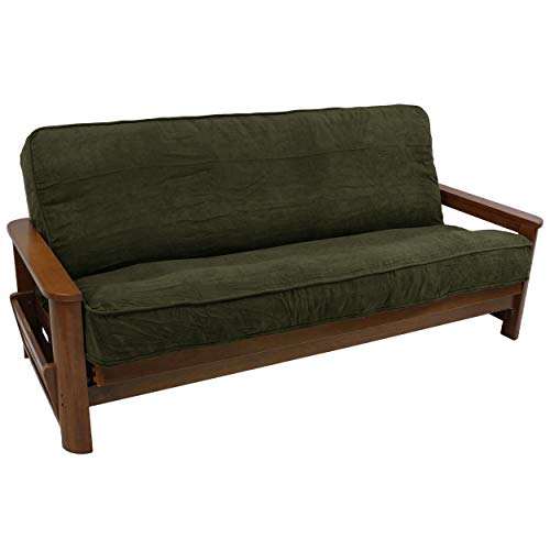 Blazing Needles Solid Microsuede Double Corded 8" to 9" Futon Cover, Full, Hunter Green