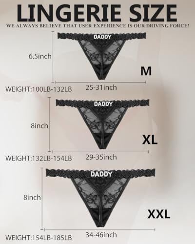 Image of Sexy Underwear for Women Lace Panties Sexy Thong with Funny Rhinestone Letters for Couple Gifts