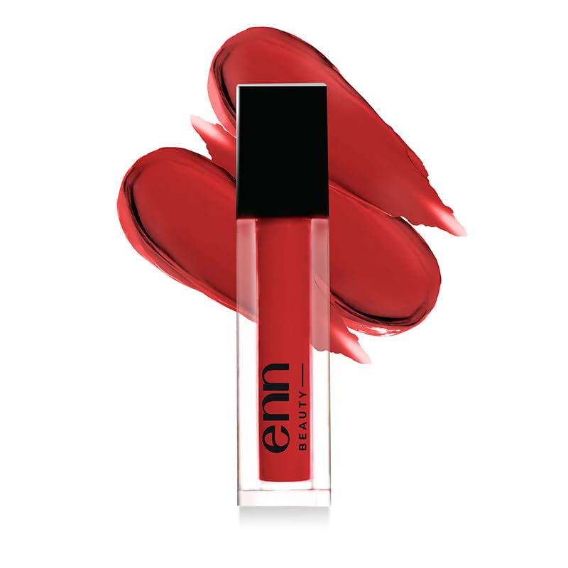 Enn Beauty Semi Matte Red Liquid Lipstick, Long Lasting Waterproof Non Transfer Smudge Proof, Sangria Red - 1.5 ml