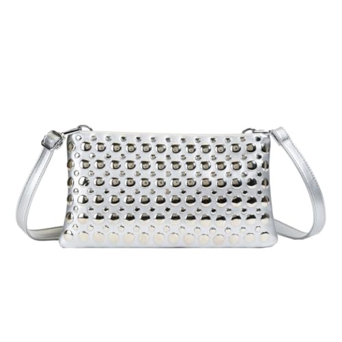 Sac à bandoulière pour femme en cuir PU noir à rivets punk