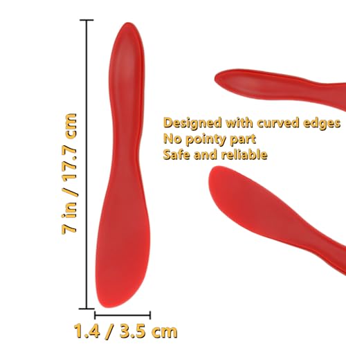 LSHEQYI 6 Pcs Plastic Butter Knife Versatile Butter Spreaders Kitchen Butter Knives Frosting Knives for Cheese Cream Icing Jam, Red, 7 x 1.4 Inch - Image 3