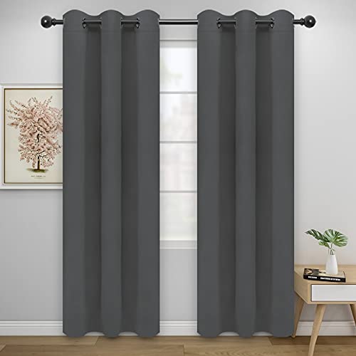 Image of Easy-Going Blackout Curtains for Bedroom, Solid Thermal Insulated Grommet and Noise Reduction Window Drapes, Room Darkening Curtains for Living Room, 2 Panels(42x84 in, Gray)