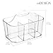 mDesign Plastic Makeup Storage Organizer Caddy Tote, Divided Basket Bin, Handle for Bathroom, Hold Eyeshadow Palettes, Nail Polish, Brushes, Shower Essentials, Small, Lumiere Collection, 2 Pack, Clear