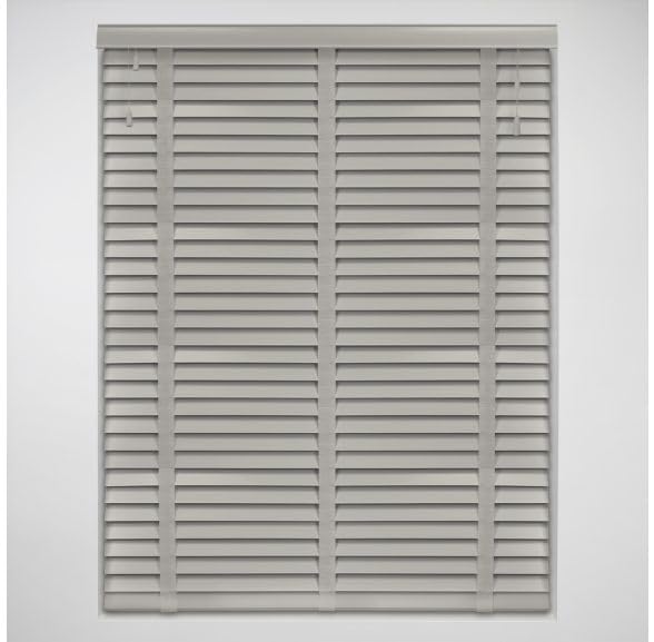 Custom Made To Measure Pale Grey Real Wood Venetian Blinds With Tapes (50mm slats) 181-210cm width x 180cm drop