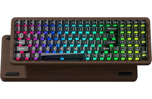 Image of Womier Wood Creamy Keyboard with Number Pad, Wireless Gaming Keyboard-WD99 | Mechanical Keyboard QMK /VIA,100-key BT5.0 /2.4G /USB-C Hot Swap,Clear Keycaps Custom RGB for PC /Mac,POM Linear Switch