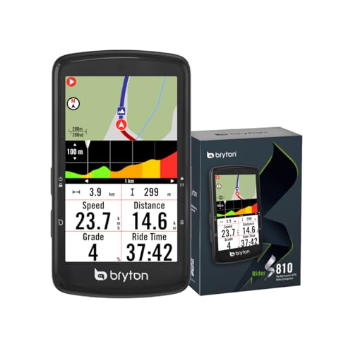 Bryton Rider S810E Ciclo Computer con supporto bici, cavo USB, laccio di sicurezza