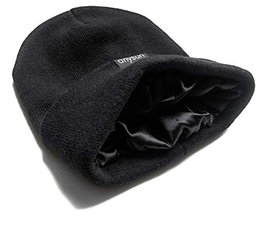 Silky Satin Lined Winter Beanie |100% Silky Satin| Slouchy| Unisex| Winter Cap Black