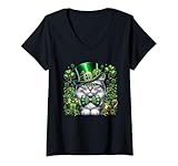Photo Gallery donna cute cat st patricks day lucky shamrock leprechaun cat maglietta con collo a v Photo Gallery donna cute cat st patricks day lucky shamrock leprechaun cat maglietta con collo a v