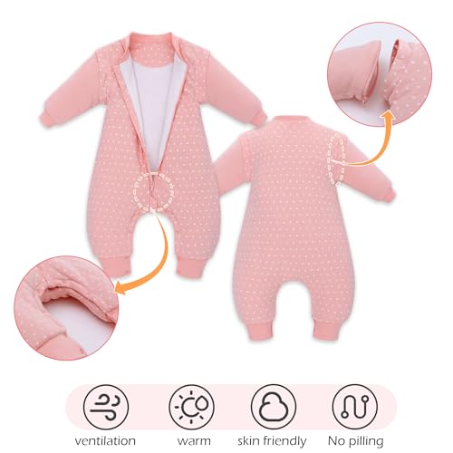 Image of LAT Baby Sleep Bag with Feet Winter, Wearable Blanket, Warm Sack for Toddler Thicken 2.5 TOG-Removable Sleeves