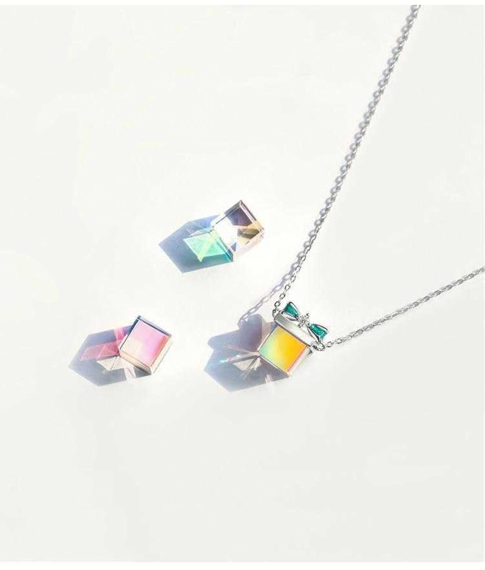 Women's Box Pendant Necklace with Zirconia, Bohemian Gift