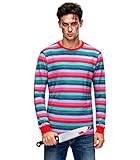 Tuoweey Halloween Costume for Men Horror Rainbow Striped Tee Casual Long Sleeve Shirt Tops (Striped-A, Medium)