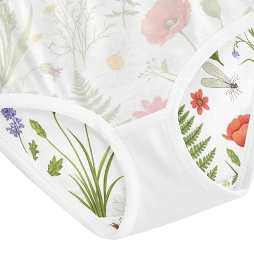 Watercolor Wildflowers Undies for Toddler Girls, Girls Cotton Underwear, 2T–8 Years4