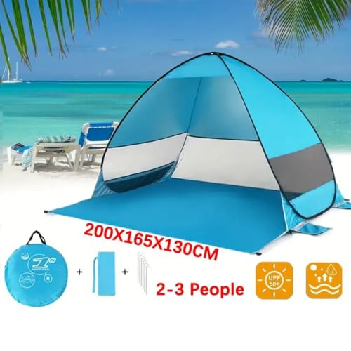 Tienda de campaña pop up de 200x165 cm con refugio solar e interior espacioso 3