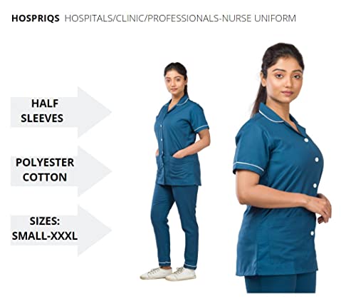 Image of Unisex Nurse Uniform With Normal Length Half Sleeves Top With 2 Pockets Regular Fit Pant Two Side Pockets - Ideals for Hospital Staff /Clinics /Nanny Uniforms |