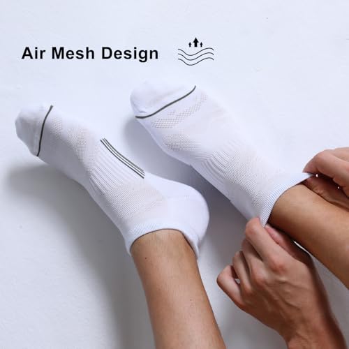 FITRELL 6 Pack Men's Ankle Running Socks Low Cut Cushioned Athletic Sports Socks 7-9/9-12/12-153