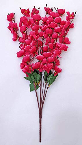 Image of Coolkart Artificial Peach Blossom Flower Bunch, Baby Pink & Dark Pink | 14 Sticks, 60 cm, Home Decor / Wedding / Party, Made in India