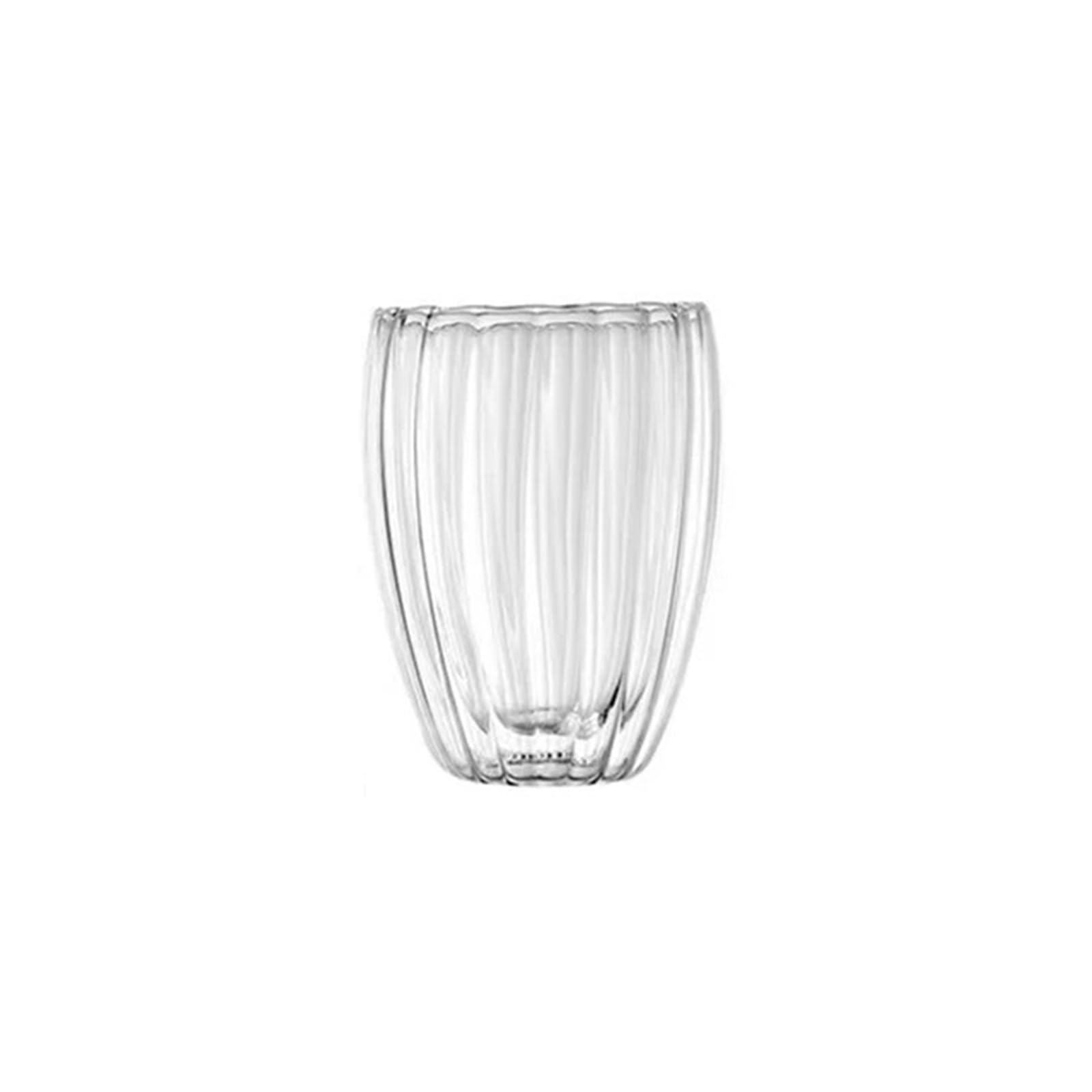 Vasos De Cristal Agua Taza de café de doble pared de vidrio ondulado, taza de desayuno, té, leche, zumo, cerveza, agua, 250/350/450ml(350ML)