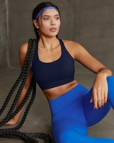 Image of RUNNING GIRL Sports Bras for Women High Support,Molded Cup Racerback Sports Bra with Sewn in Pads Workout Running Bra(WX3176Navy Blue,M)