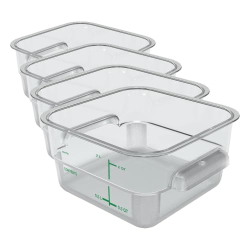 Image of Carlisle FoodService Products Squares Square Food Storage Container with Stackable Design for Catering, Buffets, Restaurants, Polycarbonate (Pc), 2 Quarts, Clear (Pack of 4)