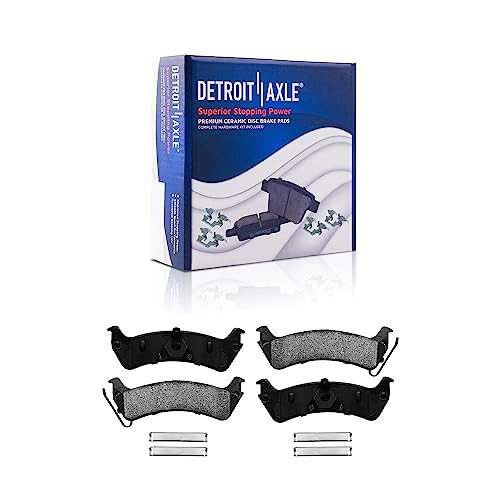 Image of Detroit Axle - Pair (2) Rear Disc Ceramic Brake Pads w /Hardware Replacement for 1995-2003 Windstar Rear Disc Brakes