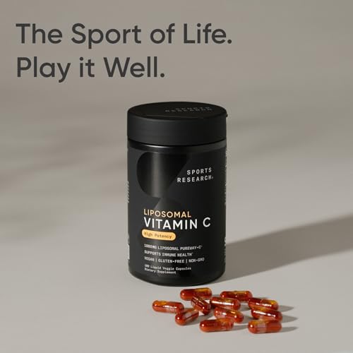 Sports Research® Liposomal Vitamin C 1000mg, 180 Liquid Capsules | Antioxidant Activity & Immune Support - Enhanced Absorption - Non-GMO Verified & Gl