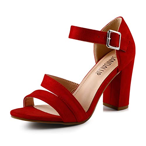 SANDALUP Women's Chunky Block High Heel Sandals with Open Toe Ankle Strap for Dress Wedding Party