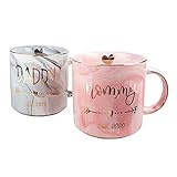 Vilight New Mom and First Time Pregnancy Gifts - Mommy and Daddy est 2020 Mugs for Parents to be - Marble Ceramic Cup 11.5 oz