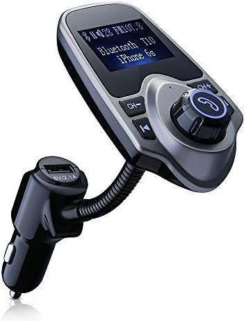 comoxi VicTec Wireless Bluetooth Car FM Transmitter W 2.1A USB Charger Car Kit with 3.5mm Audio Port and TF Card Slot for Smartphones, Tablets, MP3 - Black