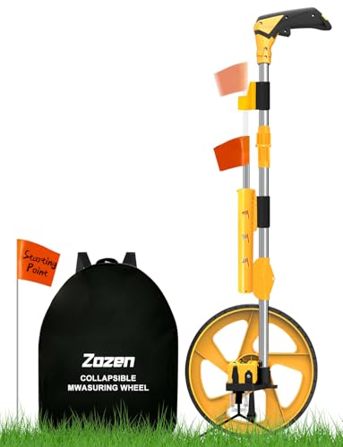 Zozen Distance Measuring Wheel in Feet and Inches, with 20pc Marking Flags and Flags Holder...
