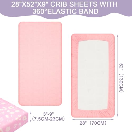 Image of Mindsoft 4 Pack Muslin Baby Crib Sheets Soft Breathable, Purple Butterfly