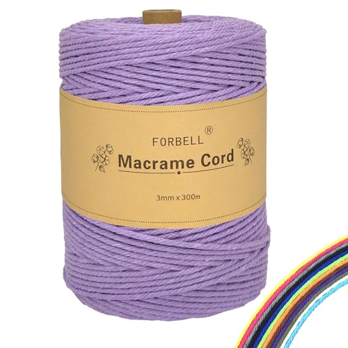 FORBELL Makramee Garn, 2mm x 300m Premium Baumwollgarn, DIY Handwerk