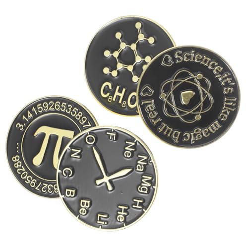 Broche noire science femme accessoire badge géométrique original