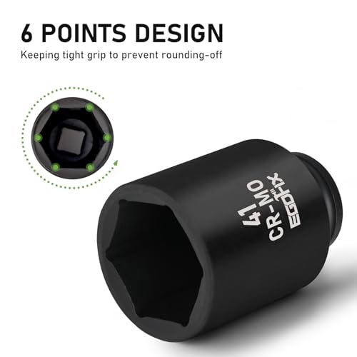 Image of 1 /2 inch Drive Deep Impact Socket, 41mm Metric Socket, CR-MO 6 Point for Easy Removal of Axle Nut