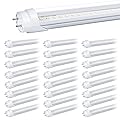 Ghiuop 25-Pack T8 LED Bulbs 4 Foot Tube Light, 4ft LED Shop Garage Warehouse Light, 20W 5000K 2600LM Daylight White, Fluorescent Lights Tube Replacement, Ballast Bypass, Dual-end Powered, Clear Cover