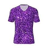 Qewfoju Purple Glitter 1 for Football Jersey for Men Sports Uniforms Casual Outfits Football Shirt, Black, Large