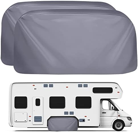 Dual Axle RV Trailers Tire Cover for 30"-32" Dia Wheels - Waterproof & Sun Protection Campers Truck Double Wheel Covers for Summer Winter, Vinyl Thicken Wear-Resistant (2 Pcs Grey)
