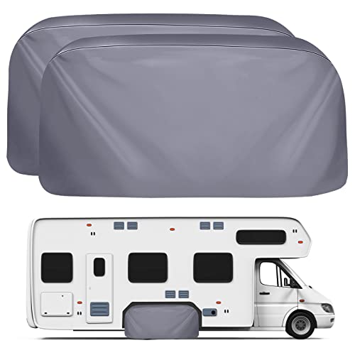 Dual Axle Rv Trailers Tire Cover For 30"-32" Dia Wheels - Waterproof & Sun Protection Campers Truck Double Wheel Covers For Summer Winter, Vinyl Thicken Wear-Resistant (2 Pcs Grey) #TOP20