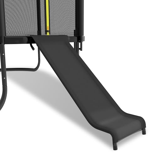 Deomod Trampoline Slide 10FT 12FT 14FT 15FT 16FT Trampoline Universal Outdoor Slides Trampolines Accessories with Cushioning Effect Suitable for Kids to Climb Up Slide Down Safety Slider (Black)
